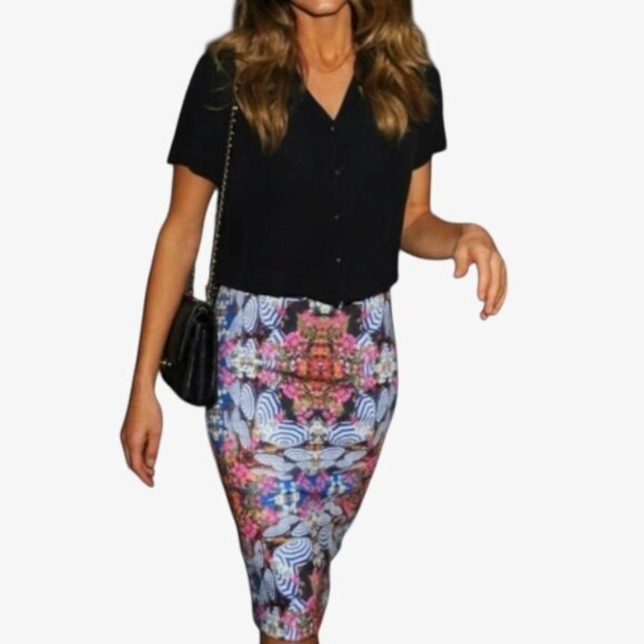 Milly Abstract Print Pencil Skirt M Multicolor Bodycon Summer Colorful EUC - Picture 6 of 6